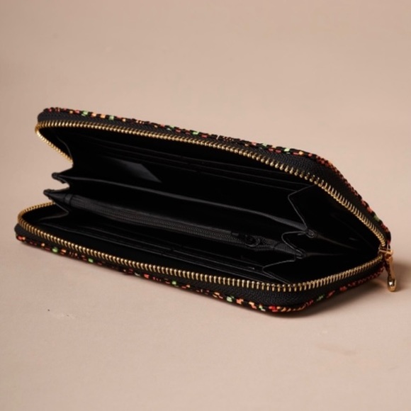 Orange Multi-Colored Tribal Stitched Wallet - Picture 2 of 3